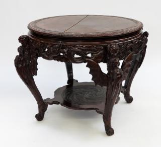 Appraisal: Japanese Meiji Period Carved Hardwood Table JAPAN MEIJI PERIOD A