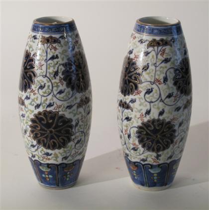 Appraisal: Pair of Chinese porcelain and enamel vasesKangxi marks late th