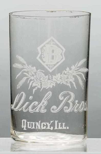 Appraisal: Dick Bros Brewing Company Acid-Etched Beer Glass Nice imprint in