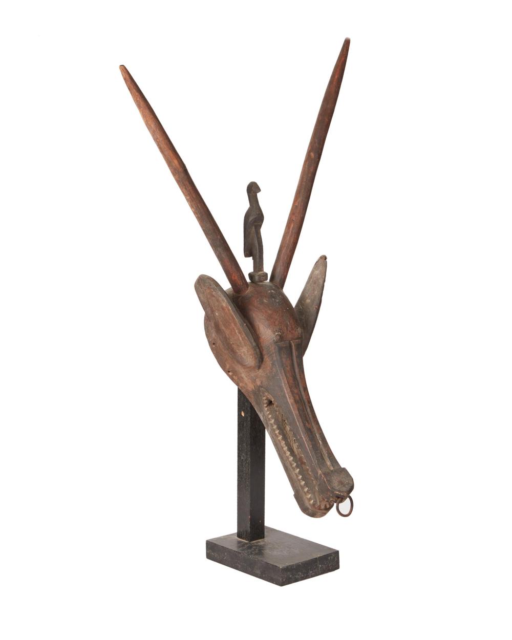 Appraisal: An African Bambara antelope mask th Century The carved wood