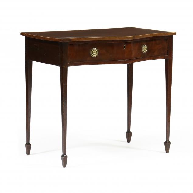 Appraisal: ENGLISH HEPPLEWHITE SERPENTINE FRONT MAHOGANY WRITING TABLE Circa deal and