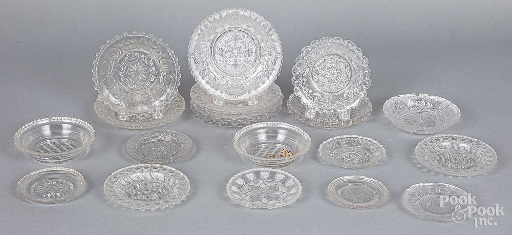 Appraisal: Lacy glass cup and toddy plates small bowls etc Lacy