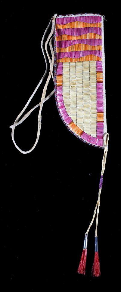 Appraisal: Sioux Quilled Beaded Knife Sheath For your consideration is a