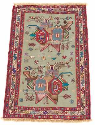 Appraisal: An Antique Soumak Flat Weave Carpet Petite carpet having flat