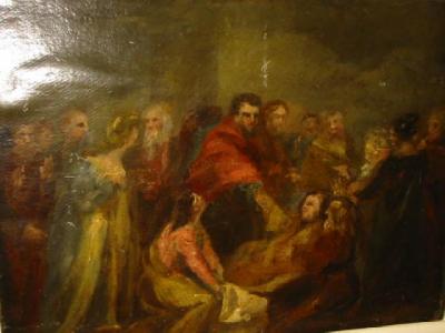 Appraisal: ATTRIBUTED TO JAMES BARRY The Rising of Lazurus oil sketch