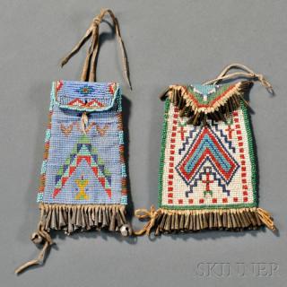 Appraisal: Two Ute Loom-beaded Pouches c early th century one beaded