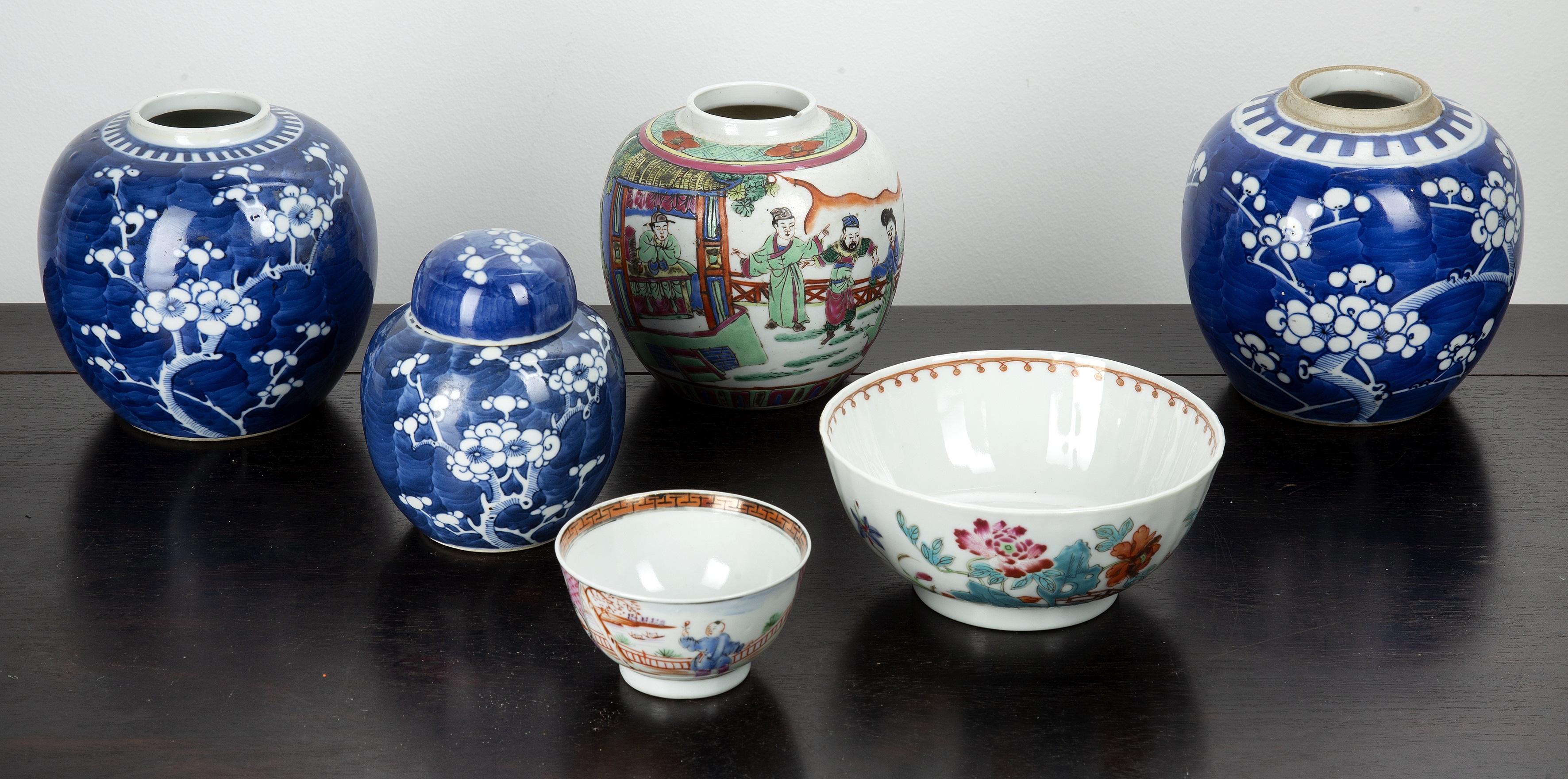 Appraisal: Group of porcelain Chinese comprising of three blue and white