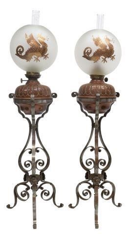 Appraisal: pair French Gaudard Kosmos banquet oil lamps late th c