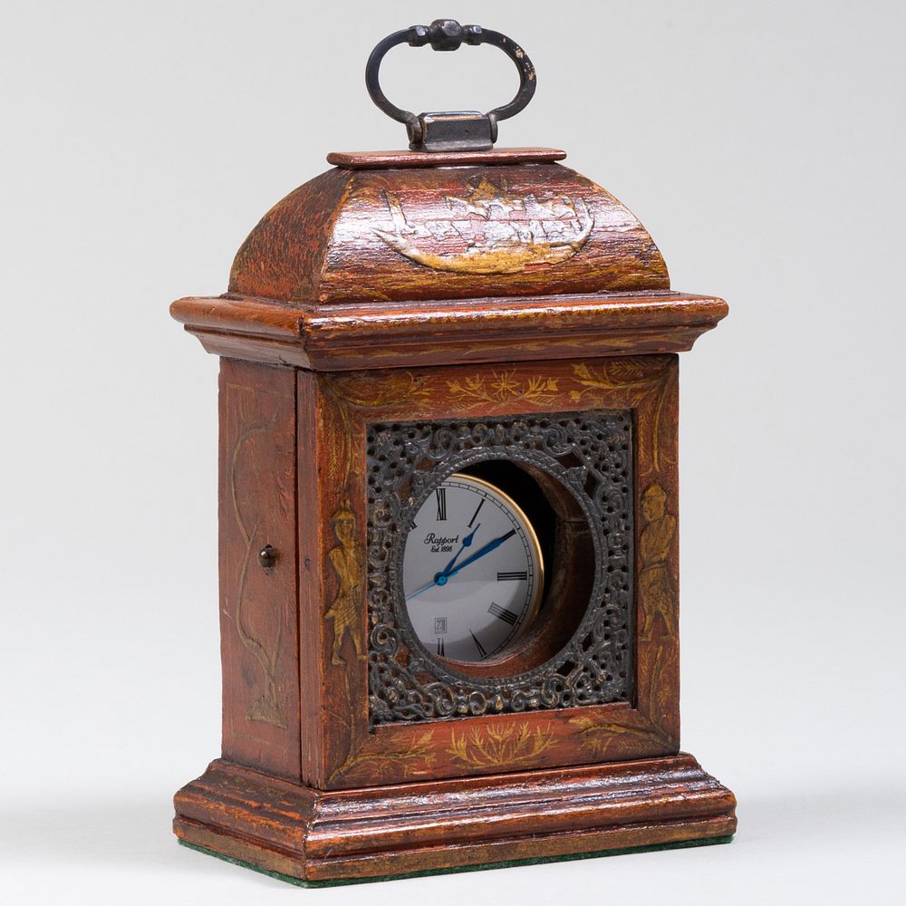 Appraisal: George II Red Japanned Watch Hutch Together with a modern