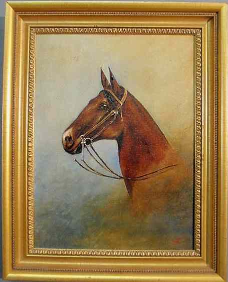 Appraisal: Oil on board equine portrait signed l r Swain note