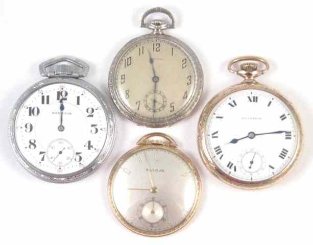 Appraisal: FOUR OPEN FACE POCKET WATCHES Hamilton grade size jewels c