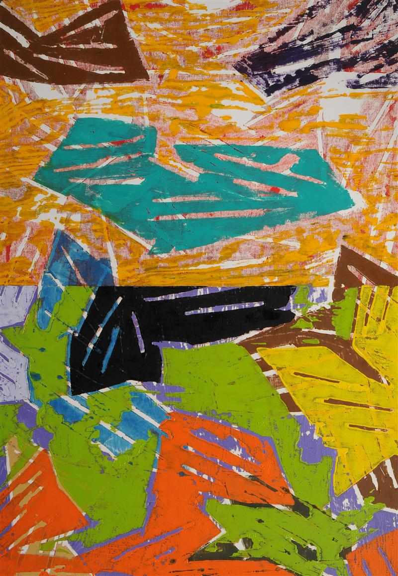 Appraisal: CHARLES ARNOLDI b UNTITLED Monotype woodblock print on somerset rag