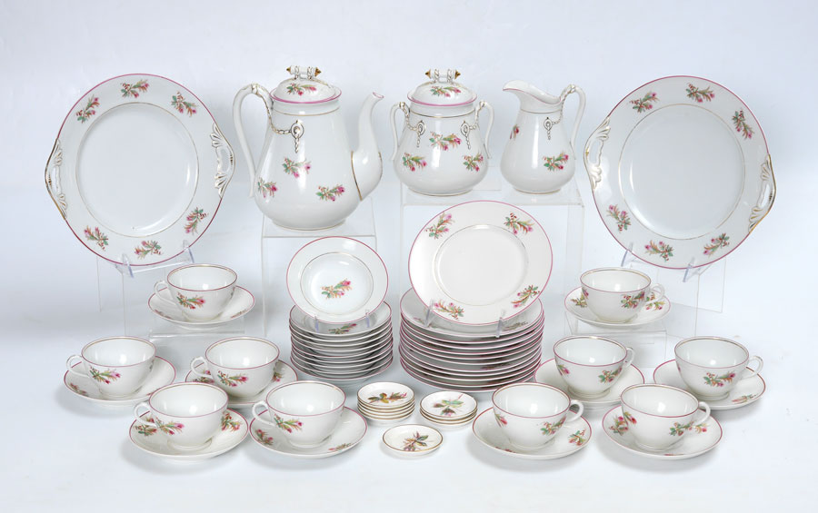 Appraisal: LATE TH C CHINA COFFEE DESSERT SET A thistle pattern