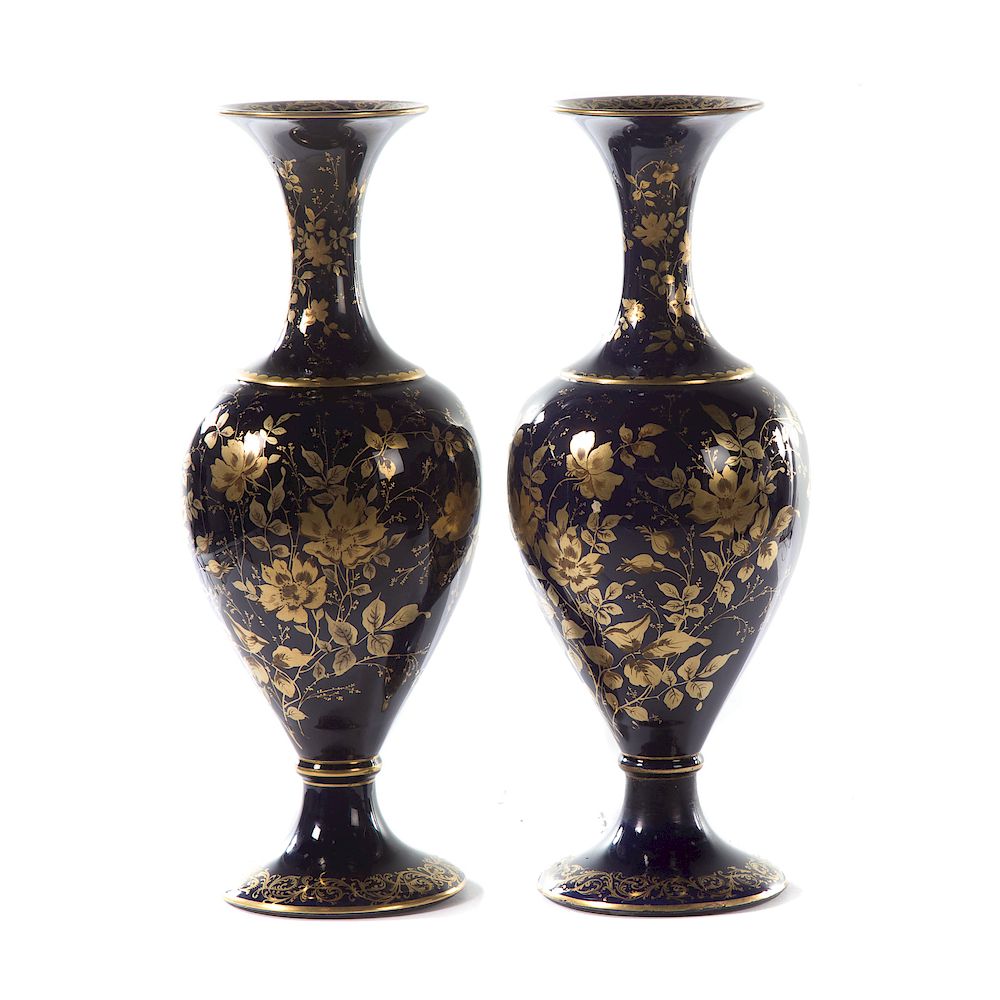 Appraisal: Pair English cobalt porcelain vases late th century bulbous form