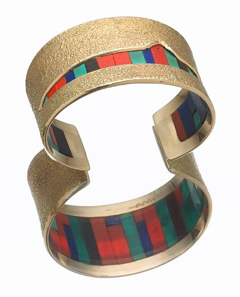 Appraisal: A Hopi bracelet Charles Loloma of karat gold the cuff