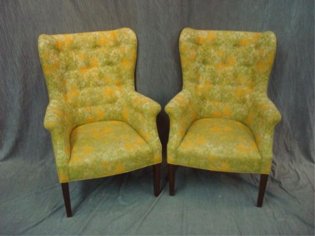 Appraisal: Pair of Upholstered Wingback Chairs From a West th Street