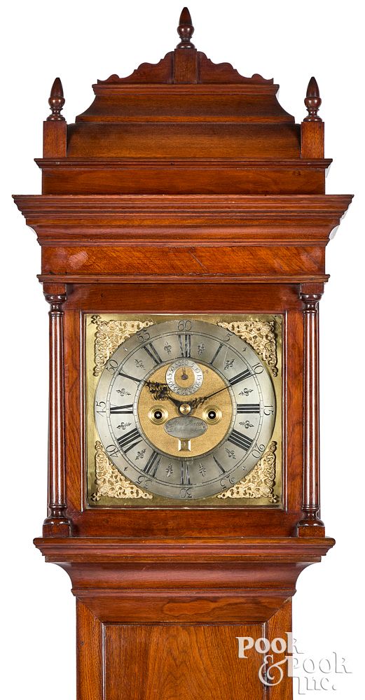 Appraisal: Philadelphia Queen Anne walnut tall case clock Philadelphia Queen Anne