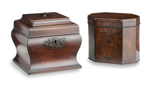 Appraisal: A Regency Mahogany and inlaid Octagonal Tea Caddy The hinged