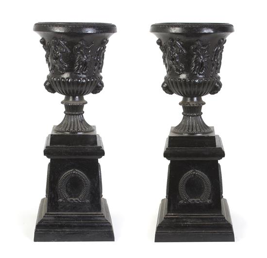 Appraisal: Sale Lot A Pair of Victorian Style Cast Iron Urns