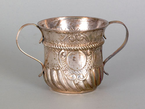 Appraisal: English silver caudle cup - bearing the touch of Harvey