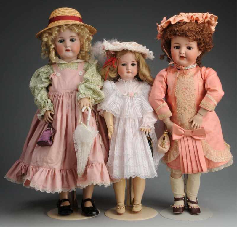 Appraisal: Lot of German Bisque Child Dolls Description Dressel set eyes