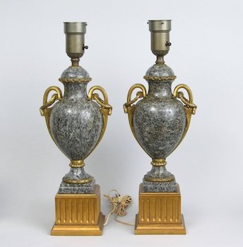 Appraisal: A Pair of Marble and Gilt Metal Lamps Approx H