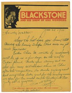 Appraisal: Autograph Letter Signed Harry to Walter B Gibson Harry Blackstone