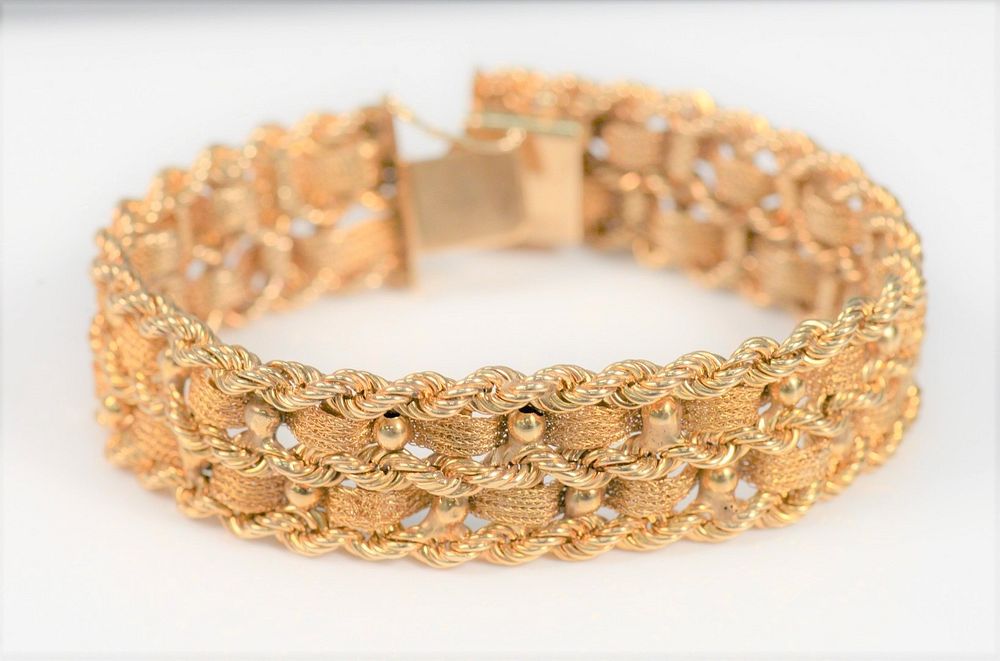 Appraisal: Karat Gold Mesh and Woven Bracelet length inches grams Karat