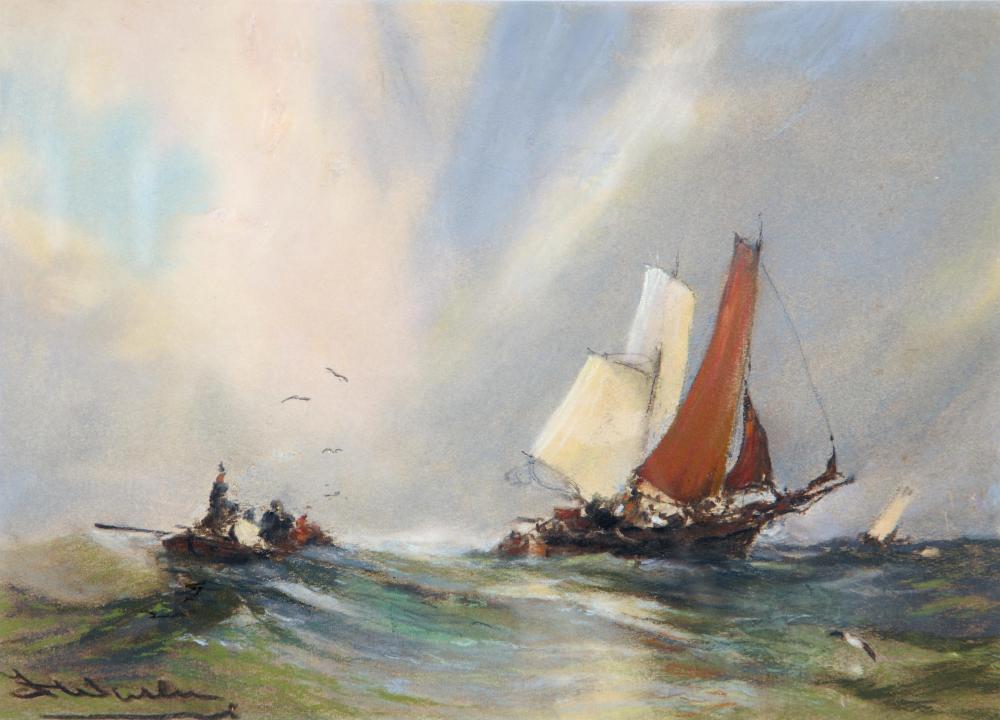 Appraisal: STEPHEN FRANK WASLEY - Fishing Boats off Whitby pastel and