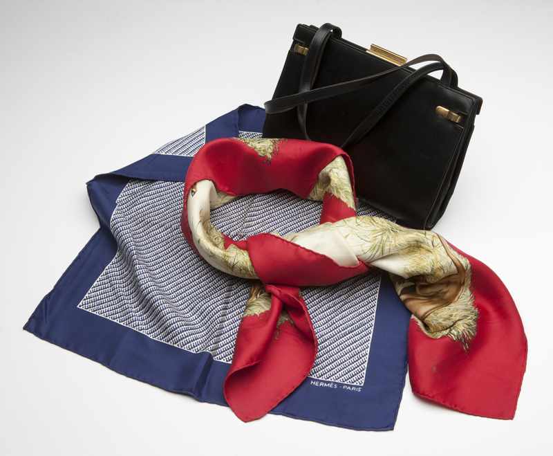 Appraisal: The scarves each with Hermes label of printed silk the