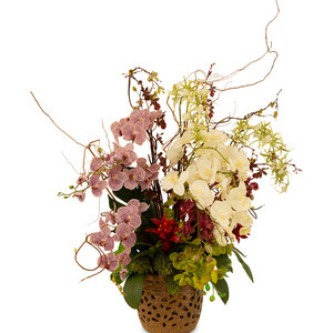 Appraisal: A Faux Orchid Floral Arrangement in a Ceramic Pot th