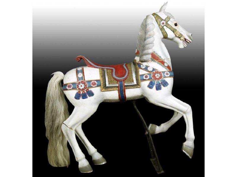 Appraisal: Wood Carousel Horse on Metal Stand Description '' x ''