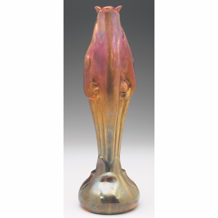 Appraisal: Fine Ernest Bussi re vase beautiful iris shape covered in