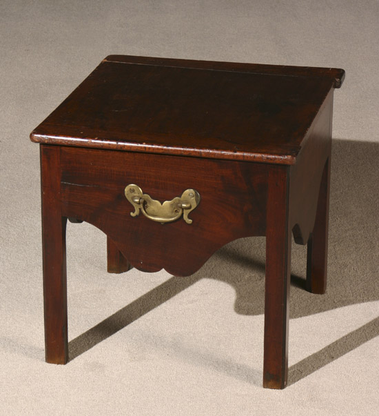 Appraisal: George III Mahogany Hinged-Top Bedside Commode Table Circa - Brasses