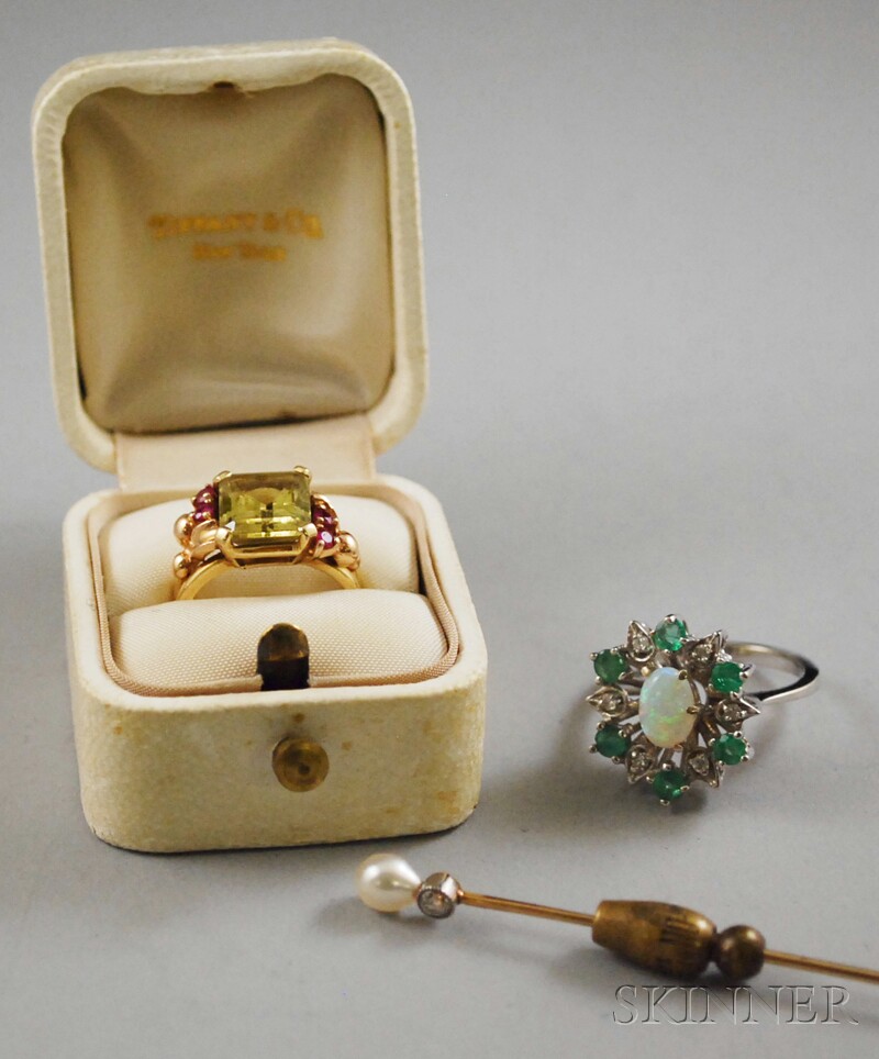 Appraisal: Three Pieces of Jewelry a kt gold peridot and ruby