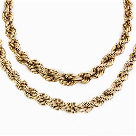 Appraisal: Two Graduated Gold Rope Twist Necklaces Estimate -