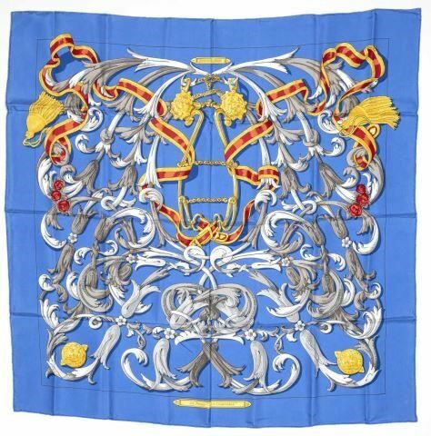 Appraisal: Hermes silk twill scarf Le Mors a la Conetable pattern