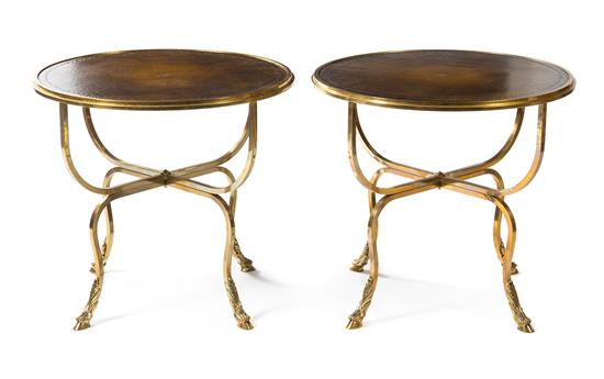 Appraisal: Sale Lot A Pair of Neoclassical Style Brass End Tables