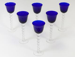 Appraisal: SET OF SIX ST LOUIS CRYSTAL TOASTING GOBLETS French Acid