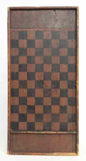 Appraisal: th c painted checkerboard Provenance Milne Antiques N Y C