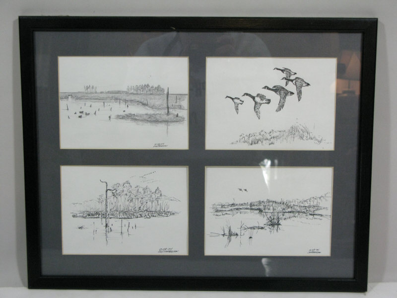 Appraisal: Four Duck Drawings by Lex Paterson dated pencil and ink