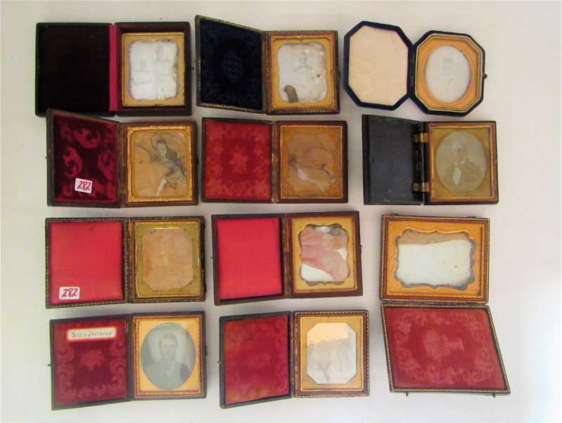 Appraisal: TEN DAGUERREOTYPES TYPES various sizes including traditional portraits of men