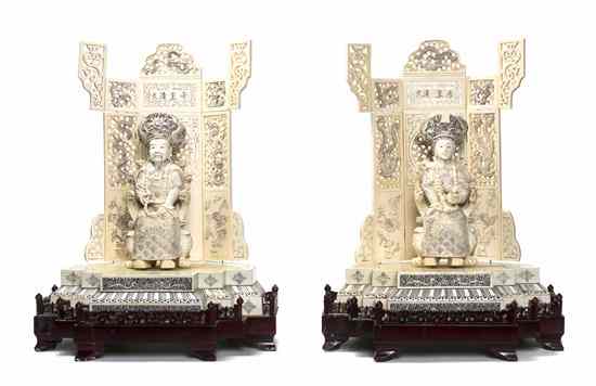 Appraisal: A Chinese Carved Ivory Emperor and Empress the figures carved