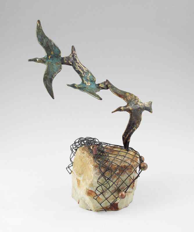 Appraisal: CURTIS JERE BRASS SEAGULLS SCULPTURE Cast brass sculpture of seagulls