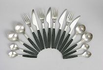 Appraisal: Georg Jensen Stainless Flatware Service in Strata Pattern This service