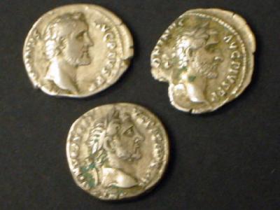 Appraisal: THREE ANTONINUS PIUS DENARII with Aequitas Pax and Annona on