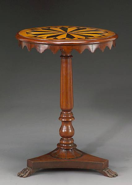 Appraisal: A Regency crossbanded parquetry inlaid mahogany tea table first quarter