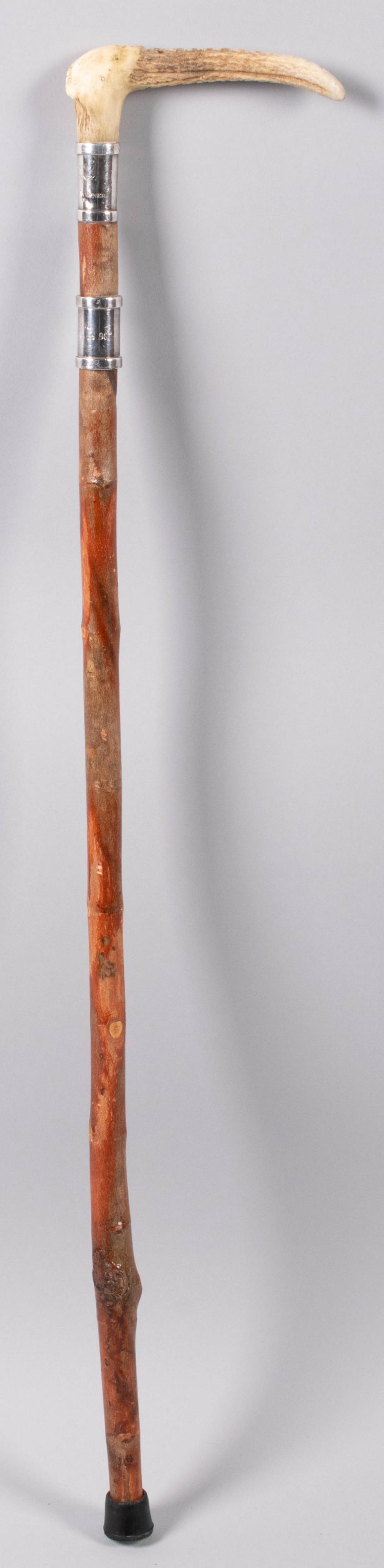 Appraisal: SENATOR JOHN WARNER WALKING STICK WITH TWO STERLING ENGRAVED COLLARS