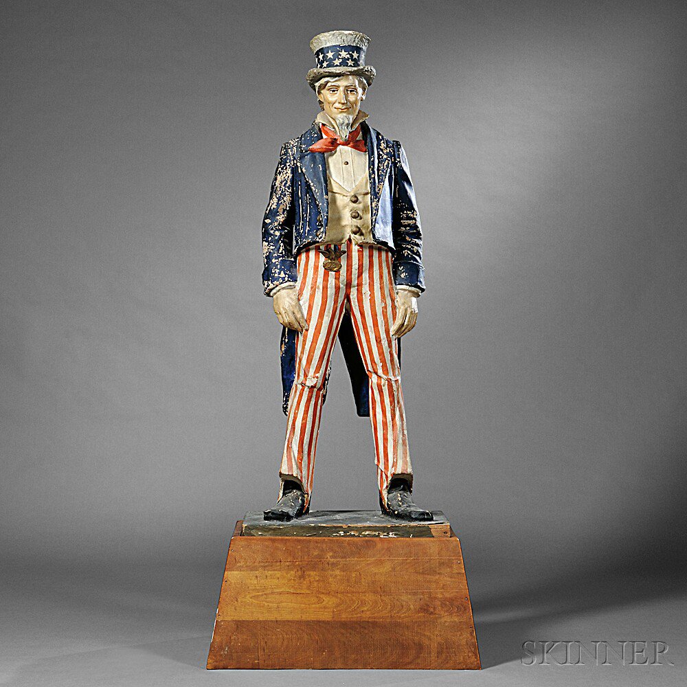 Appraisal: Polychrome Papier-mache Uncle Sam Figure America early th century the