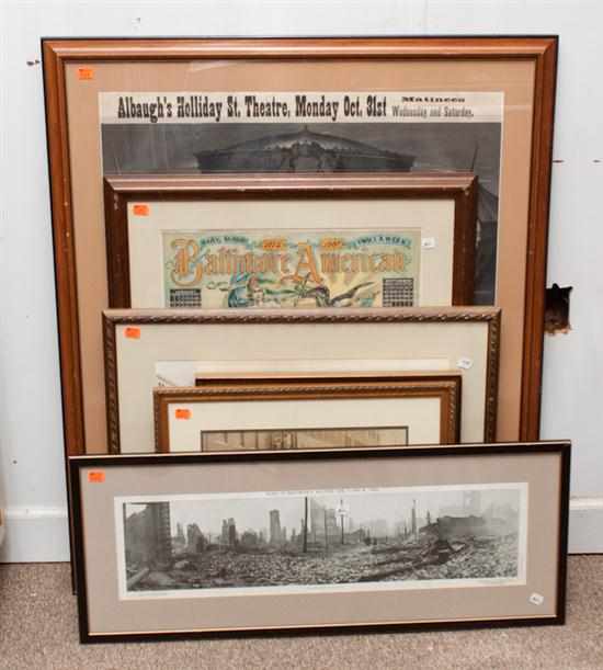 Appraisal: Baltimore Six items including original lithograph poster and ephemera of